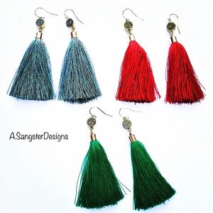 Druzy Crystals + Silk Tassel Earrings